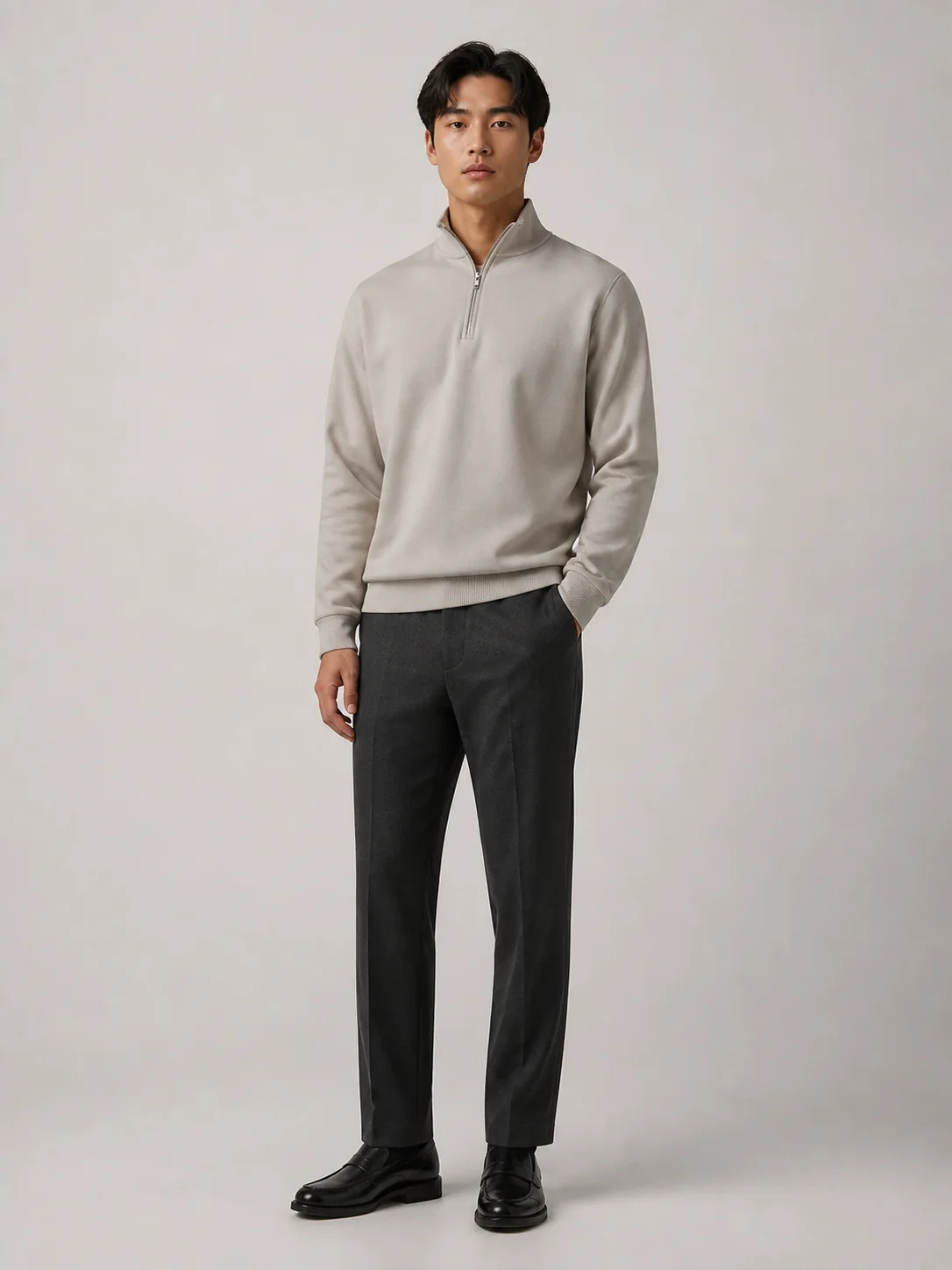 Fermuarlı Yaka Sweatshirt
